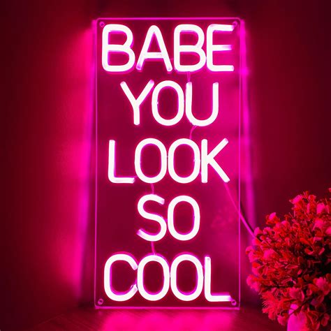 Amazon Babe You Look So Cool Neon Sign Pink Neon Sign For Room