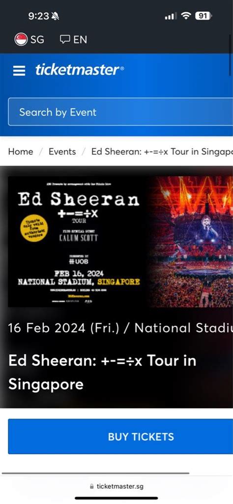 Selling Ed Sheeran X Tour In Singapore On Feb Pm Cat