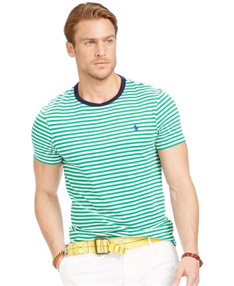 Polo Ralph Lauren Striped Crew Neck T Shirt In Green For Men Lyst