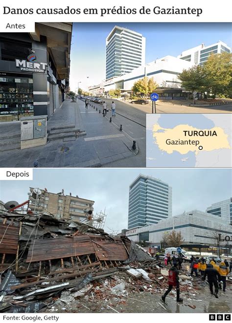 Terremoto na Turquia imagens antes e depois mostram extensão da