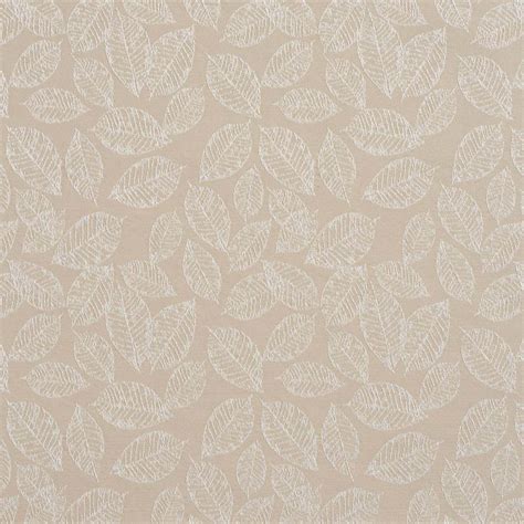 Beige Floral Leaf Jacquard Woven Upholstery Fabric By The Yard