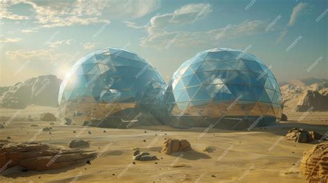Mars Colony Terraforming Moon Dome City Geodesic Domes On Mars 3d