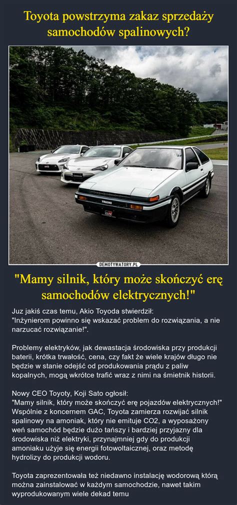 Toyota powstrzyma zakaz sprzedaży samochodów spalinowych Mamy silnik