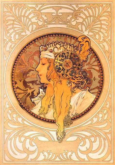 Cabezas Bizantinas Rubia Lienzo De Alphonse Mucha