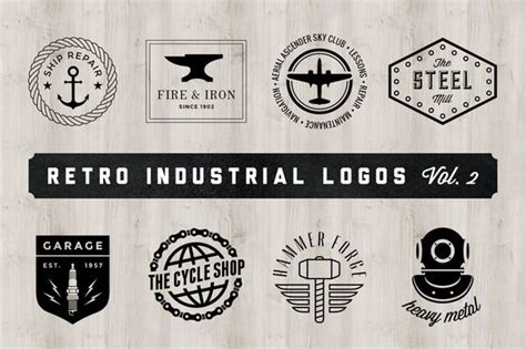 Retro Industrial Logos Volume 2 Industry Logo Handmade Logo