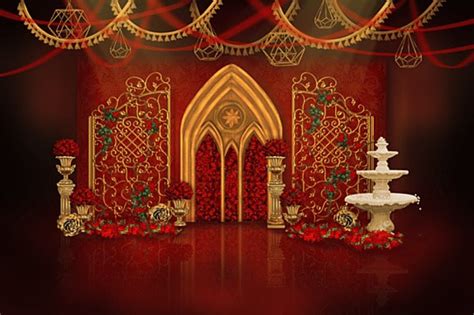 European Red Gold Wedding Renderings PNG Transparent Images Free