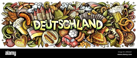 Vector illustration with Deutschland theme doodles. Vibrant and eye-catching banner design ...