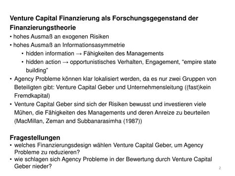 Ppt Venture Capital Finanzierung Bewertung Agency Probleme Und