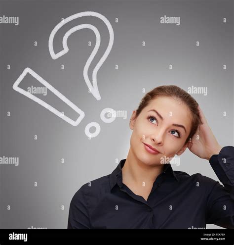 Woman Thinking Question Marks High Resolution Stock Photography And