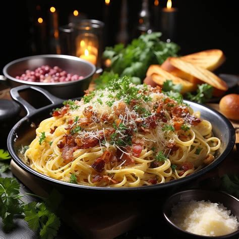 Mergulhe na felicidade do espaguete italiano à carbonara Foto Premium