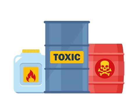 Set Of Containers With Toxic And Chemical Substances Dangerous Toxic