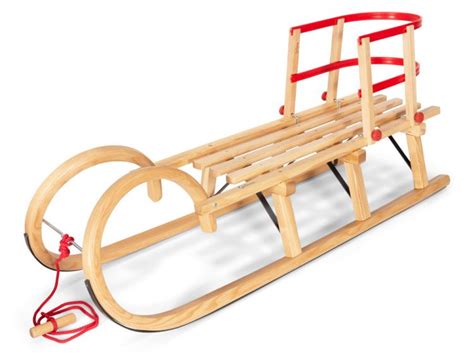 Vt Sport Folding Wooden Horned Snow Sled With Backrest And Footmuff 40