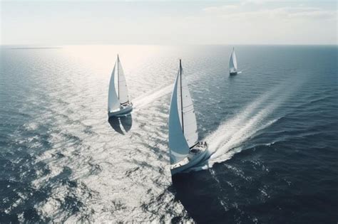 Premium Ai Image Regatta Sailing Ship Yachts With White Sails At