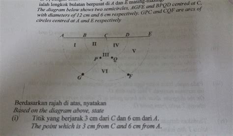 Solved Ialah Lengkok Bulatan Berpusat Di A Dan E Masing Mass The