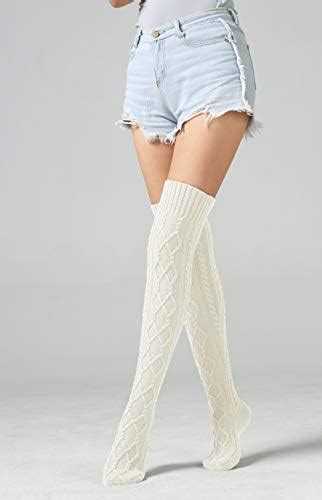 Sherrydc Womens Cable Knit Boot Stockings Extra Long Thigh High Leg