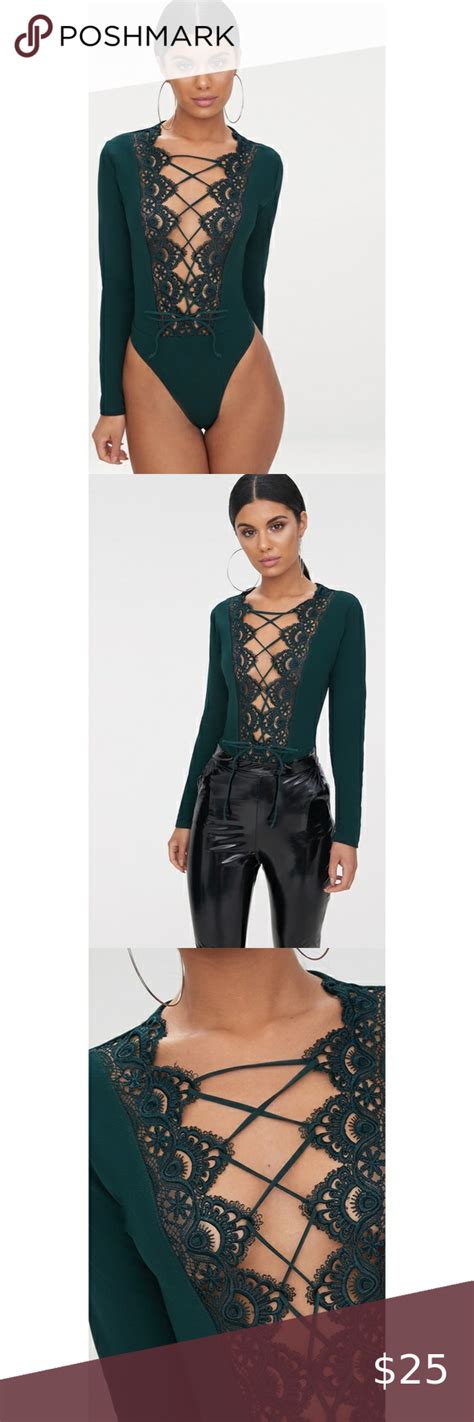 Emerald Green Lace Up Crochet Bodysuit Miami Fashion Zara Fashion