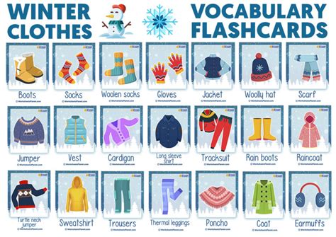 Winter Clothes Vocabulary Flashcards | Learning English