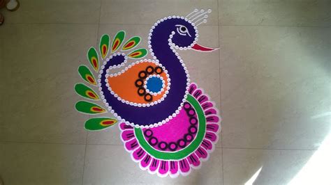 Big Peacock Feather Rangoli For Diwali Simple And Easy Peacock Rangoli Designs Peacock Kolam