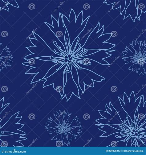 Seamless Pattern With Blue Cornflowers Flowers Floral Graphic Design