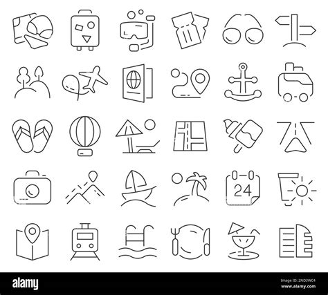 Travel And Tourism Line Icons Collection Thin Outline Icons Pack