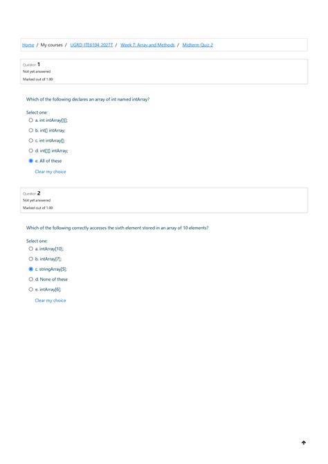 Computer Programming 2 Midterm Quiz 2 Midterm Quiz 2 Home My