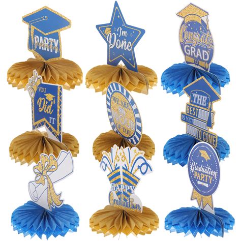 9pcs Graduation Honeycomb Table Centerpiece Graduation Party