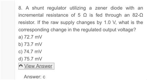 8 A Shunt Regulator Utilizing A Zener Diode With An Incremental