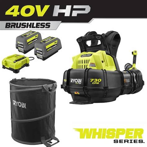 Ryobi V Hp Brushless Mph Cfm Backpack Blower W Lawn And Leaf