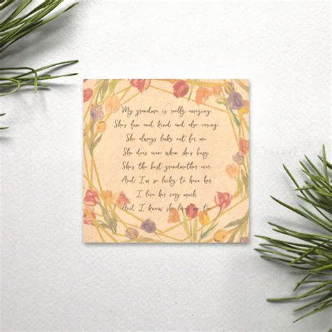 Elegant Floral Appreciation Poem For Grandmother Zazzle