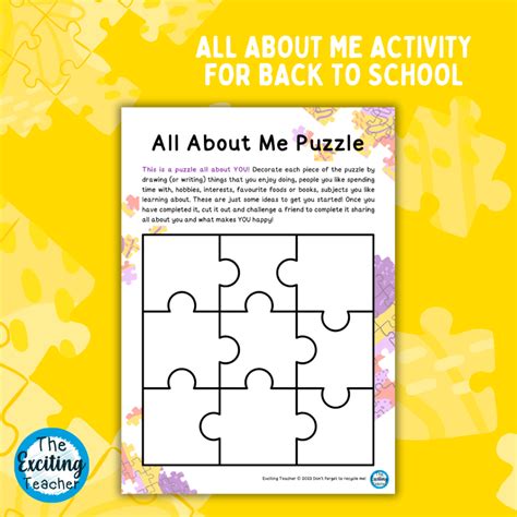 All About Me Puzzle D I Y Craft Activity Exciting Teacher Member S Club