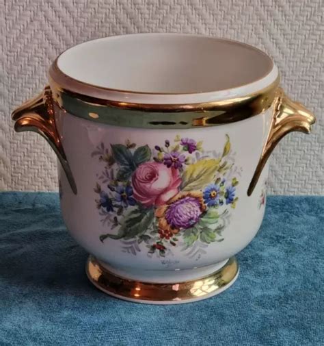 Magnifique Cache Pot Ancien En Porcelaine De Limoges D Cors Bouquets