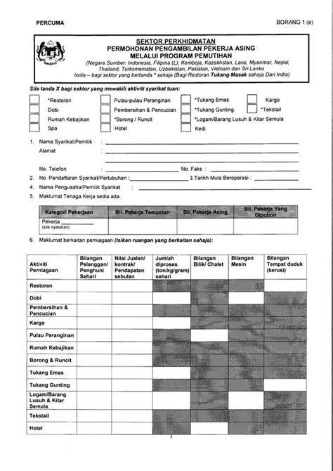 Borang Permohonan Pengambilan Pekerja Asing Melalui Pemutihan PDF