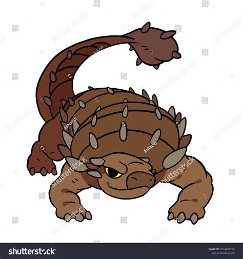 Hand Drawn Vector Cartoon Ankylosaurus Dinosaur Stock Vector (Royalty ...