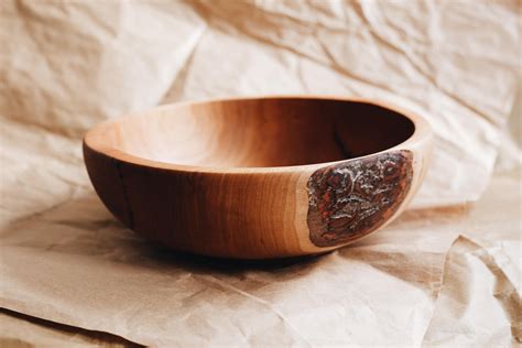 Hand Turned Bark Edge Bowl Etsy Bark Edge Pecan Wood Bowl