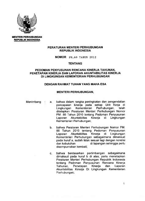 PDF MENTERIPERHUBUNGAN REPUBLIK INDONESIA JDIHjdih Dephub Go Id