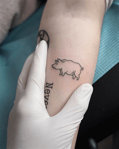 Small outline pig tattoo - Tattoogrid.net