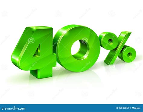 Glossy Green 40 Forty Percent Off Sale Isolated On White Background