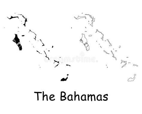 Bahamas Map Silhouette Vector Isolated Stock Illustration