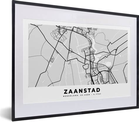 Fotolijst Incl Poster Stadskaart Zaanstad Nederland X Cm