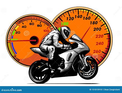 Jinete De La Moto Silueta Abstracta Del Vector El Competir Con De La