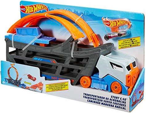 Hot Wheels Toy Car Track Set Stunt Go Playset With Scale Vehicle Transforming Hauler