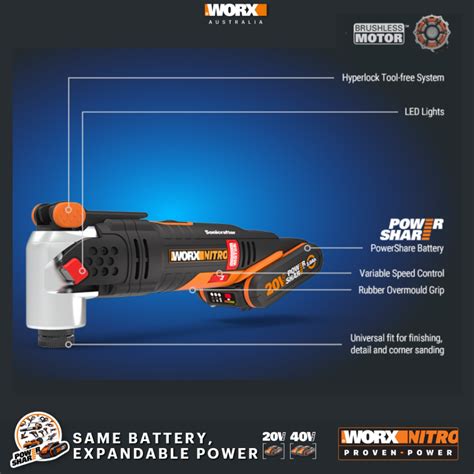 Worx V Nitro Oscillating Multi Tool Brushless Ah Powershare Kit