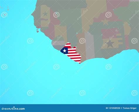 Liberia Con La Bandera En Mapa Stock De Ilustraci N Ilustraci N De