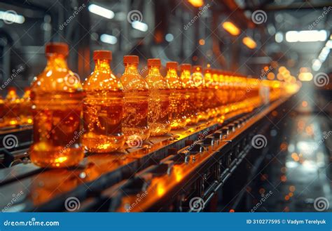 Glass Bottles On The Conveyor Belt In The Brewery Stock Image Image