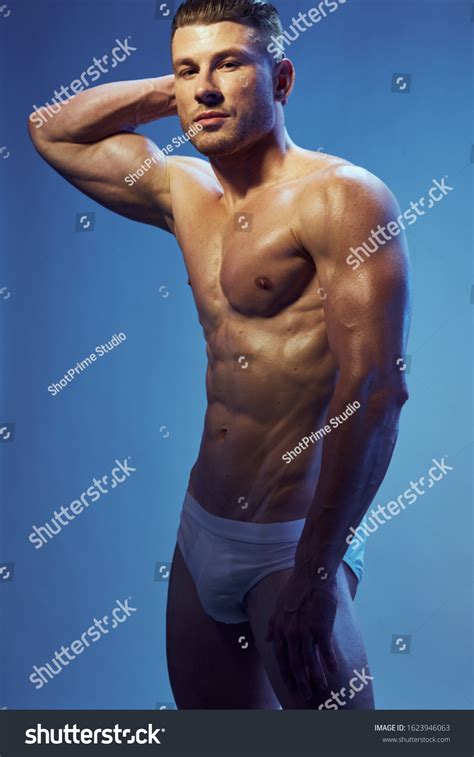 Athletic Man Inflated Muscular Press Workout Stock Photo Edit Now