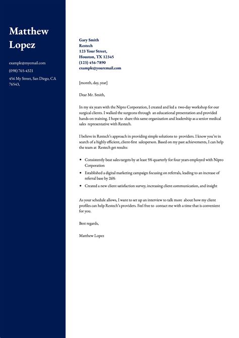 Medical Sales Representative Cover Letter Examples And Templates For