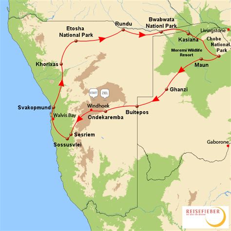 StepMap Namibia Botswana Landkarte für Namibia