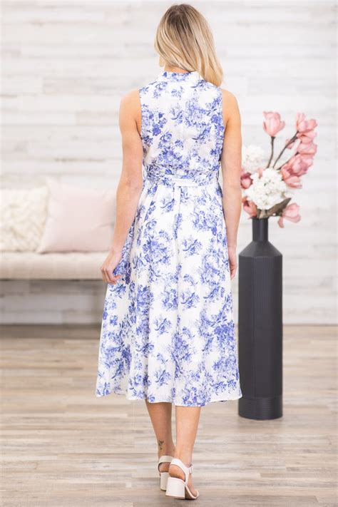 White And Violet Floral Print Midi Dress · Filly Flair