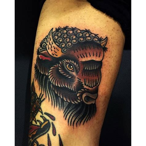 American traditional buffalo head tattoo by... - Bicycle Tattoo