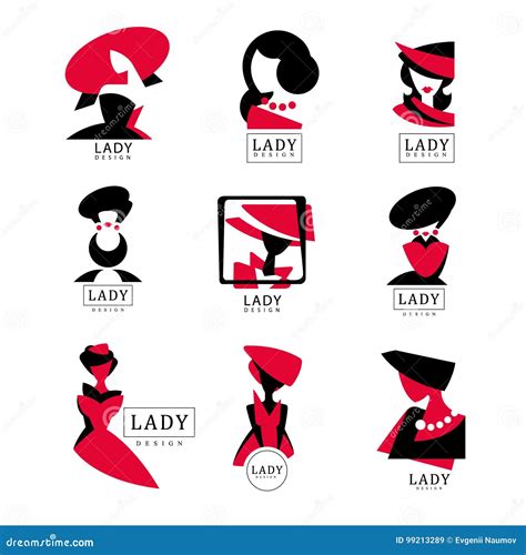 Lady Logo Design Set Vector Illustrations For Fashion Boutique Womens